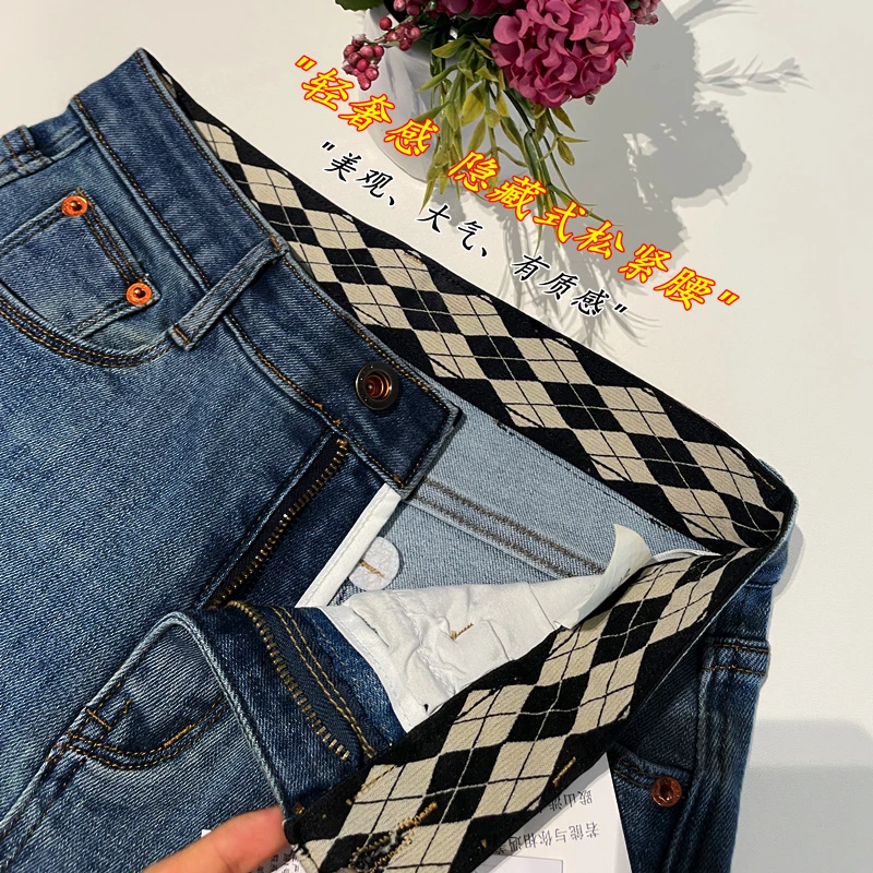 高腰烟管牛仔裤女窄版直筒裤黑色宽松小个子九分裤裤子女裤子九分