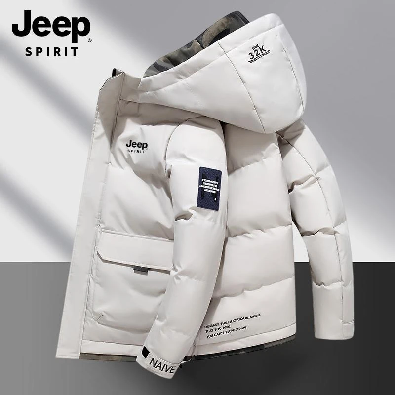 Jeep吉普正品冬季男士棉服外套青年修身加厚连帽棉衣休闲潮牌上衣