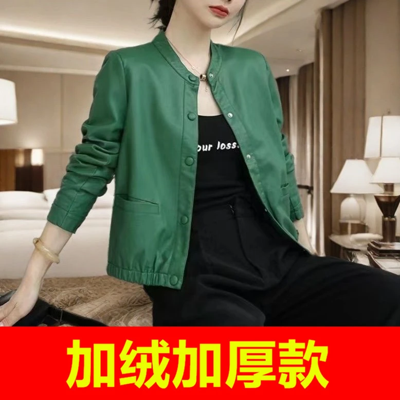 卡澜蒂诺爆款加绒皮衣女9880款品牌特卖显瘦宽松外套j【红人上新】