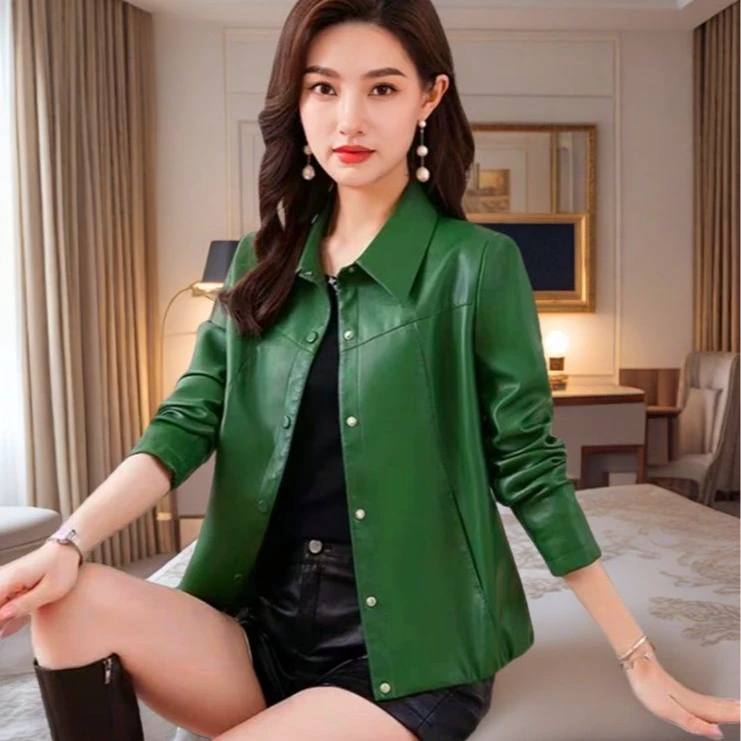 卡澜蒂诺9188款时尚新款皮衣女百搭韩版显瘦大码