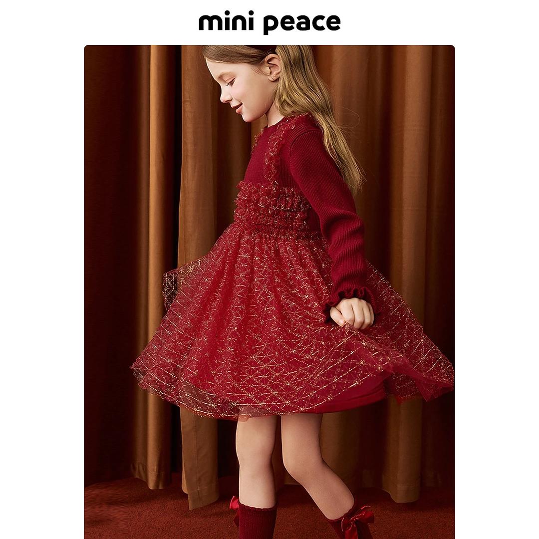 【萌娃拜年服】MINIPEACE太平鸟童装新春连衣裙防寒洋气长袖红色