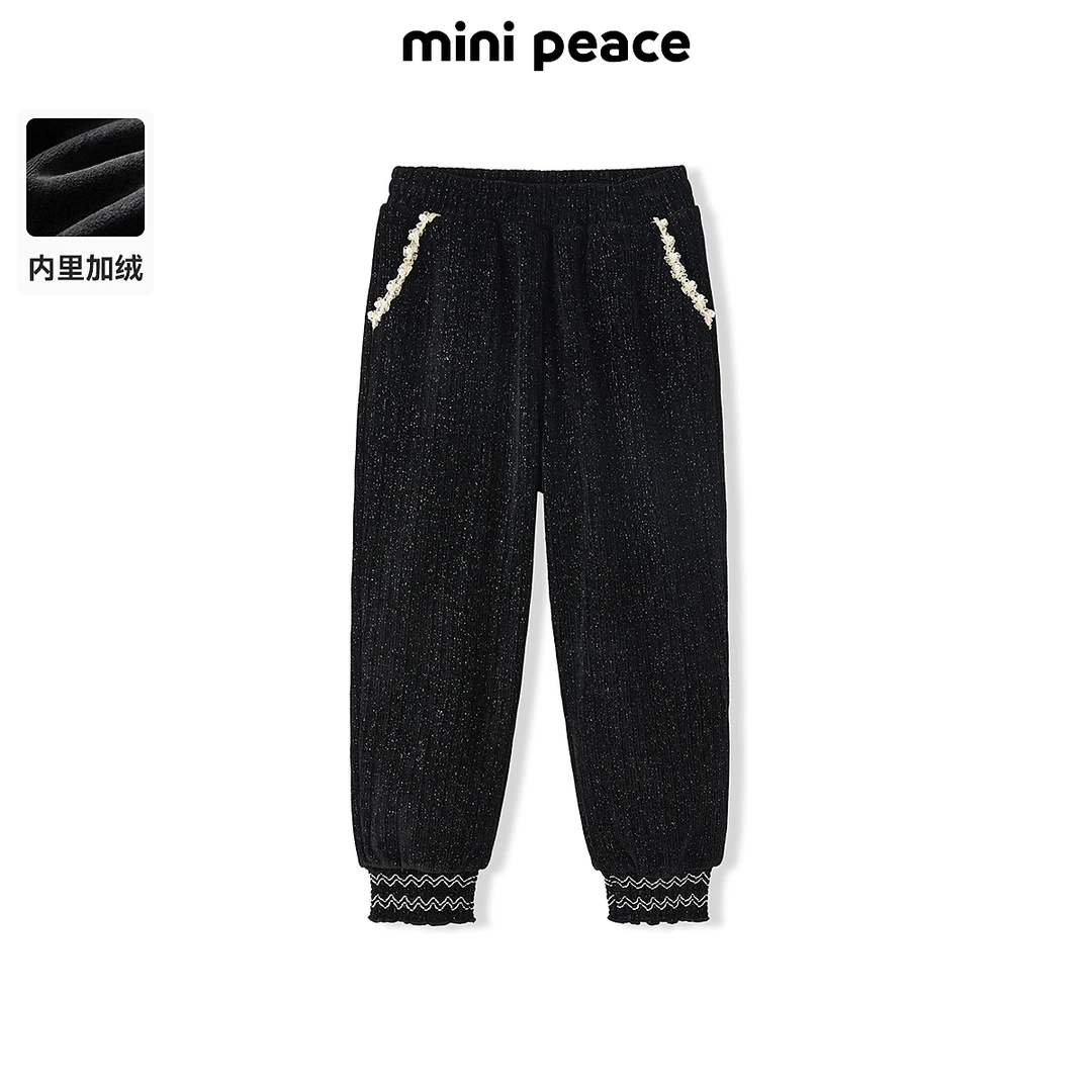 MINIPEACE太平鸟童装女童裤子银狐绒加绒冬季儿童灯芯绒长裤