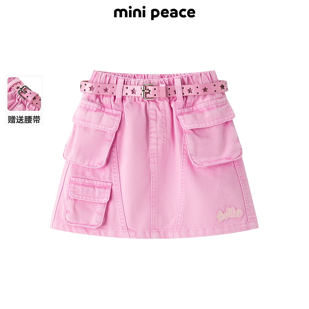【专柜同款】MINIPEACE太平鸟童装女童夏季工装牛仔短裙凉感甜酷