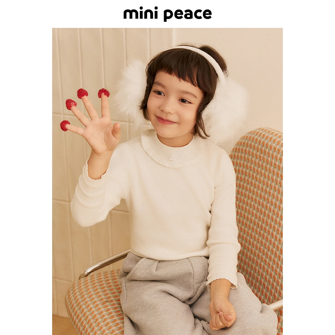【专柜同款】MINIPEACE太平鸟童装纯色半高领女童毛衣内搭针织衫