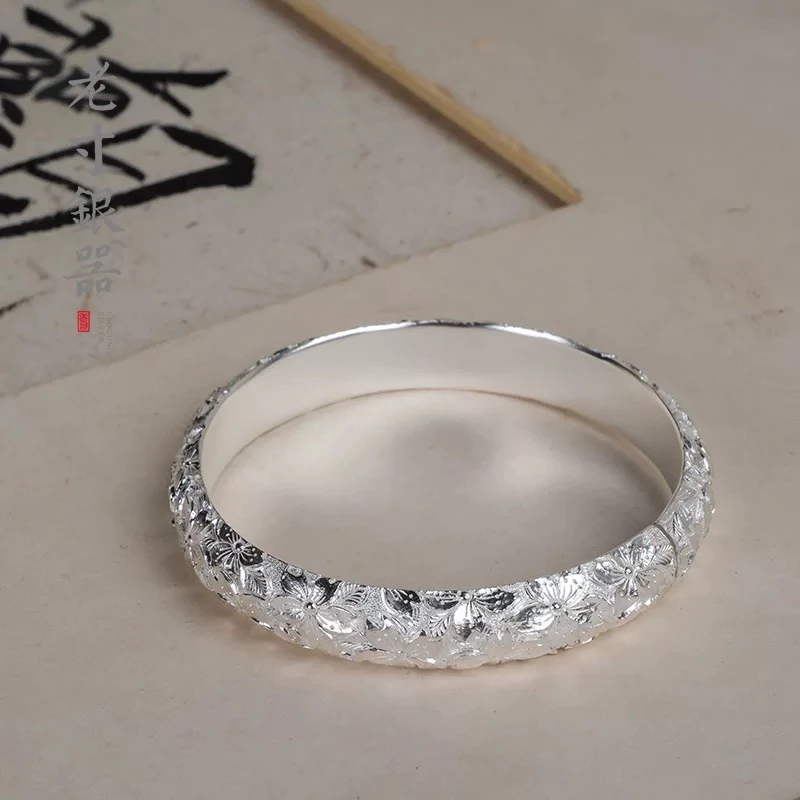 足银手镯 樱花手镯