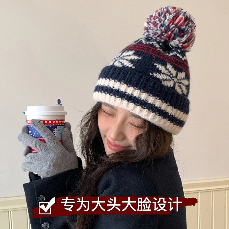 费尔岛风帽子女2024年冬新款氛围感针织帽