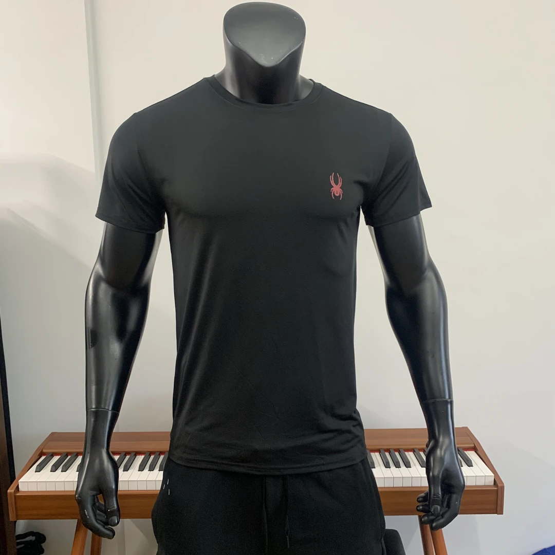 男子速干弹力透气运动短袖黑色款