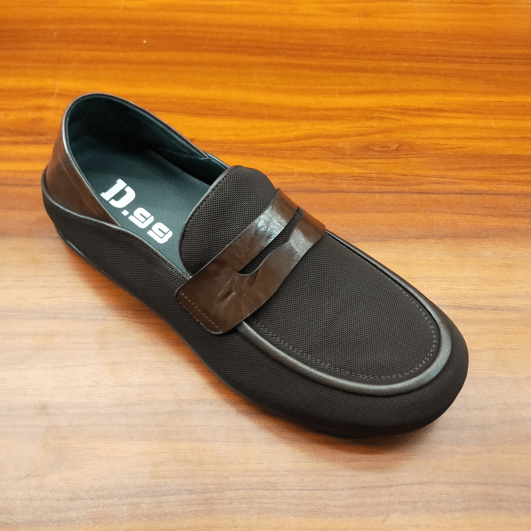 广州男鞋，冰丝网制作，男士休闲豆豆鞋，棕色86033-5，皮鞋码下单