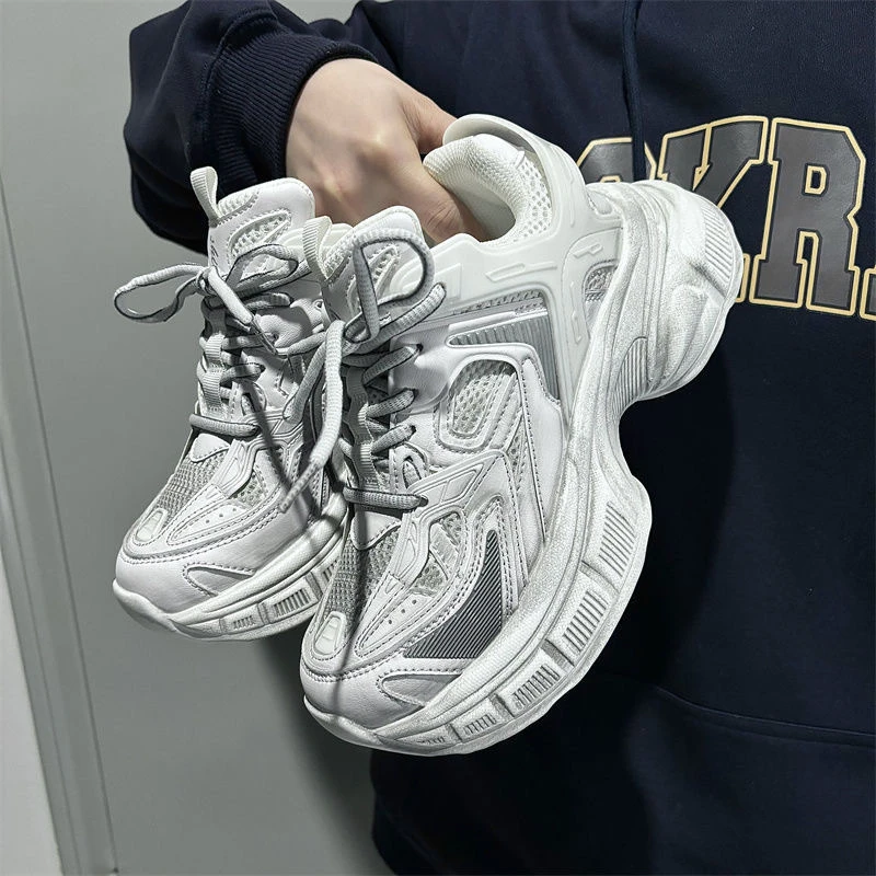 2024夏季新款做旧新款时髦运动鞋单网擦色男女老爹鞋亲子款跑鞋