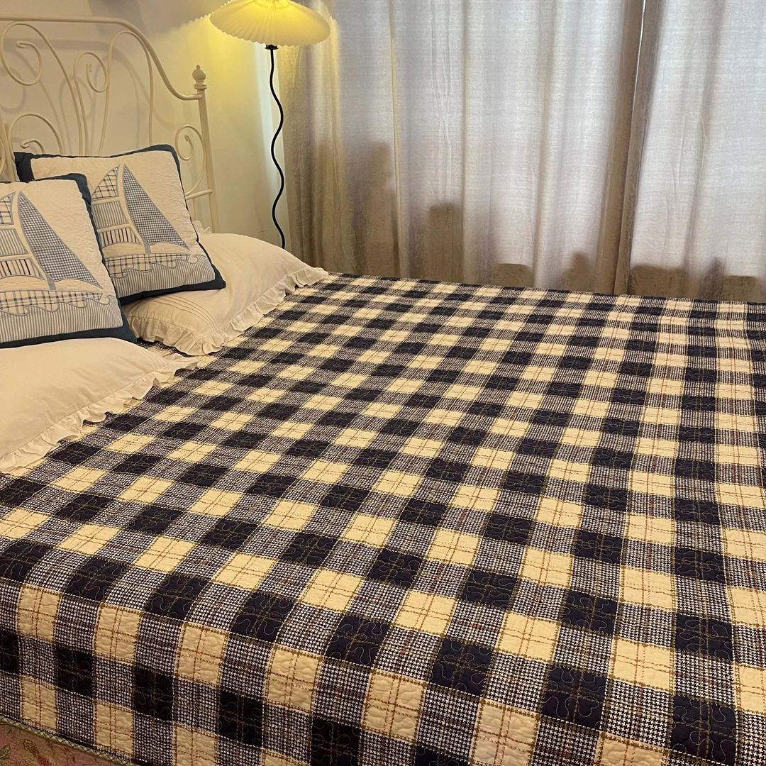 200*220床盖秋冬家居夹棉加厚绗缝被床铺沙发床单外销款韩式褥子