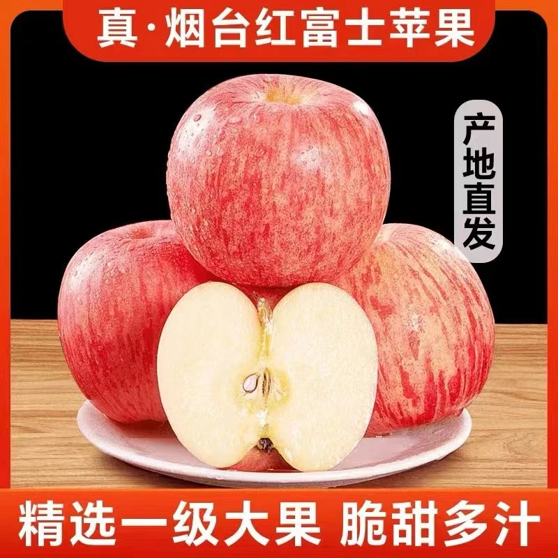 山东烟台红富士苹果脆甜多汁带箱5斤可口单果75mm+新鲜产地发