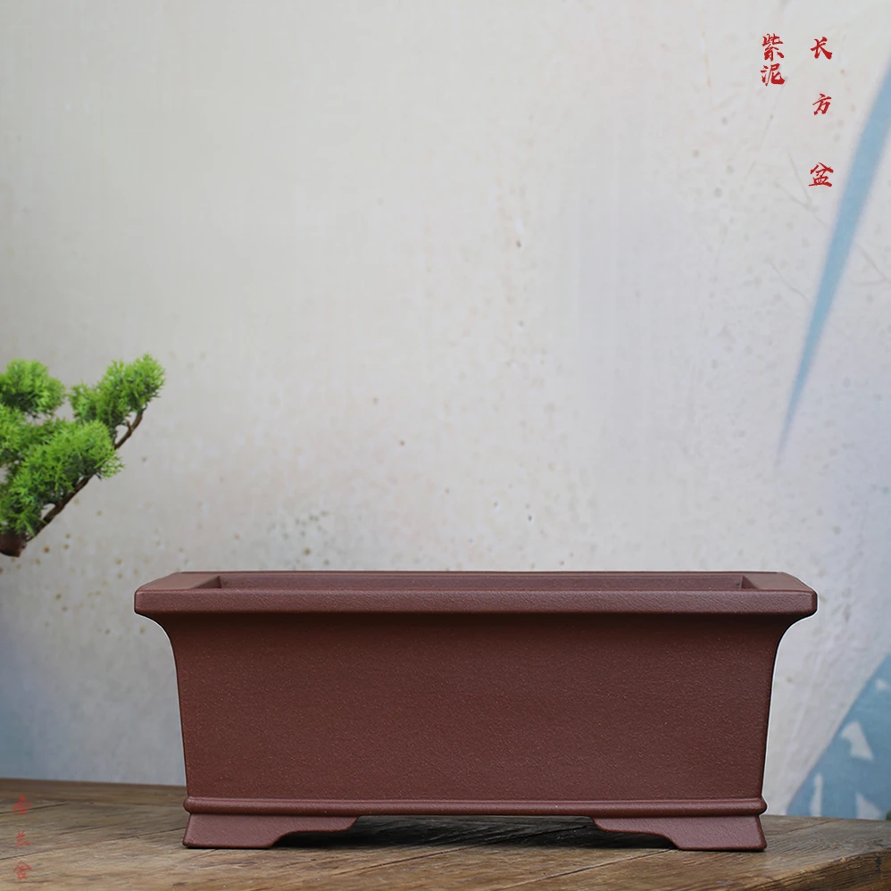 香兰舍高温紫砂花盆紫泥长方盆景老鸦柿罗汉松杜鹃老桩造景盆