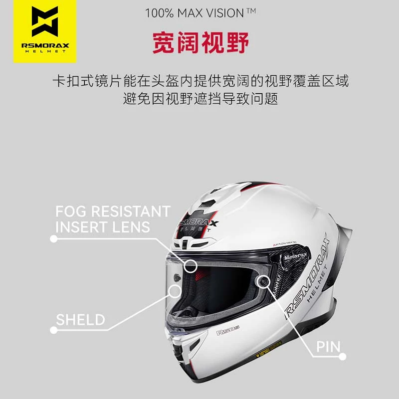 RSMORAX摩雷士r50s 50spro头盔原厂卡扣防雾贴镜片贴膜