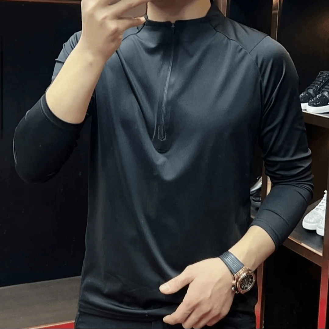 时尚运动男装2024秋季新款男士高品质半拉链卫衣潮流休闲长袖