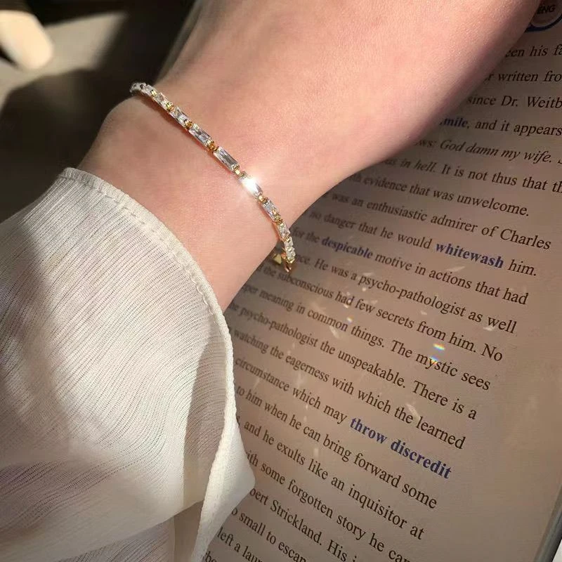 铜合金合成锆石手链 韩版精致闪耀高级感满锆轻奢冷淡风ins手链