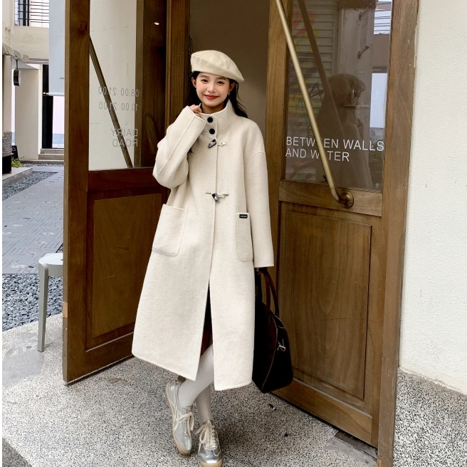 Y4416811回味依骆驼绒绵羊毛秋冬新款高端设计师双面羊毛大衣女