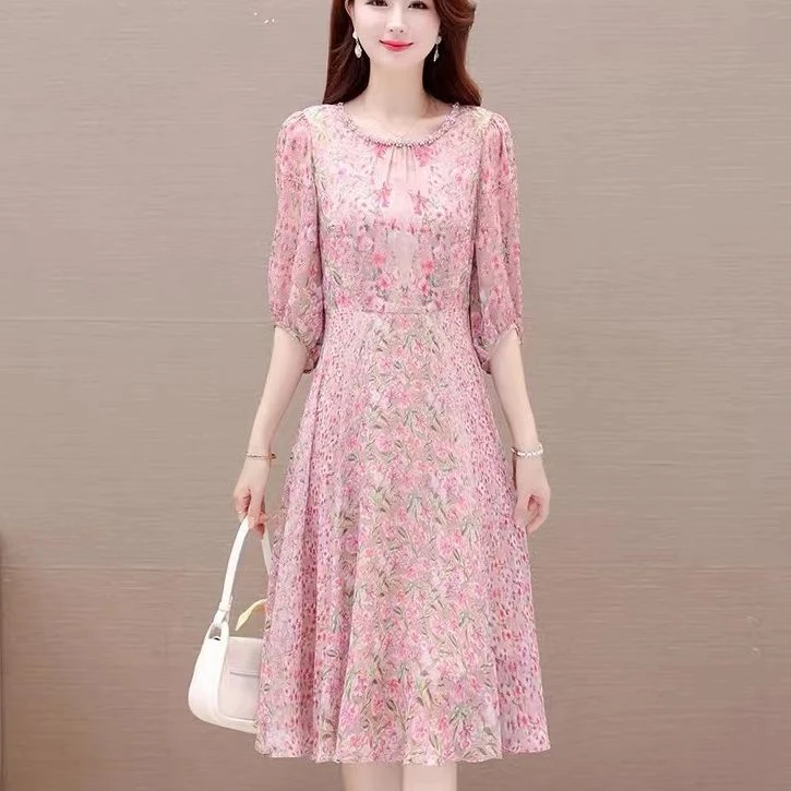 TY412920回味依衣时尚显瘦气质高级感雪纺修身设计师女装连衣裙