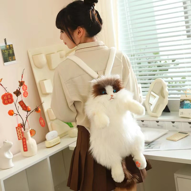 仿真布偶猫背包书包柔软手工猫包公仔儿童毛绒玩具软萌唱歌录音