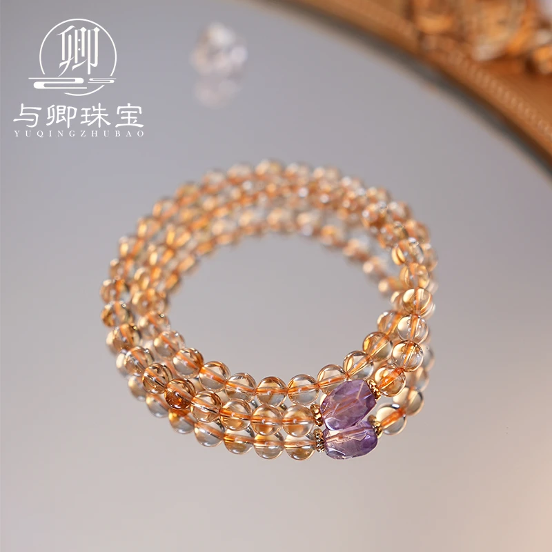 【进斗金】 黄塔晶➕紫水晶切割石 6.8mm 财富款