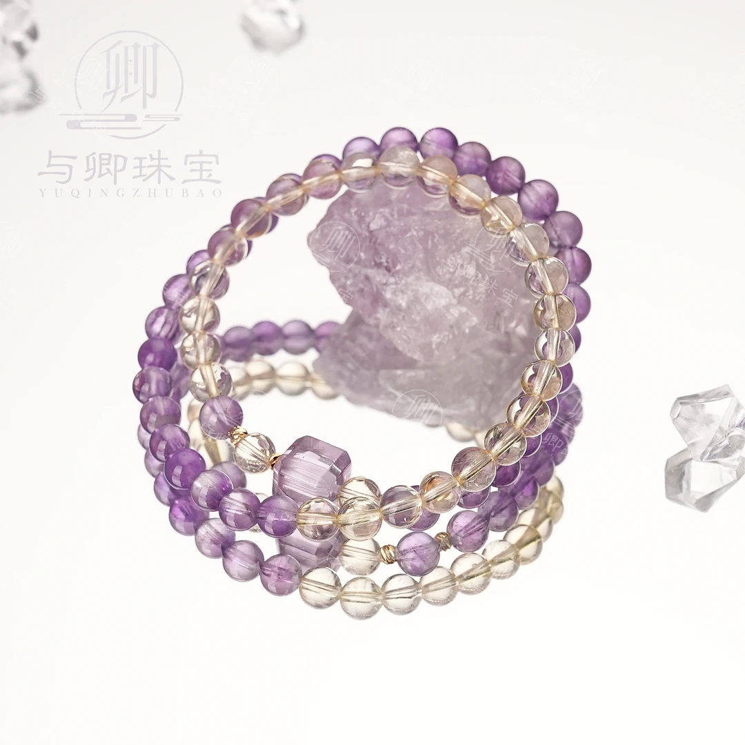 【双溪春】与卿珠宝 紫水晶6mm 黄水晶6mm 方糖配饰