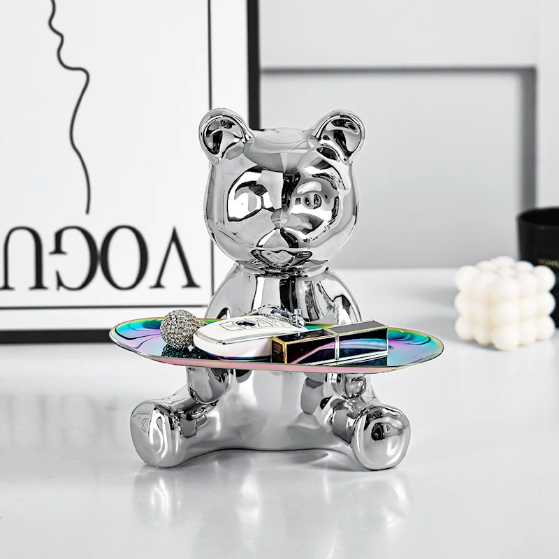 现代轻奢暴力熊入户玄关钥匙收纳摆件客厅进门鞋柜电视柜装饰品