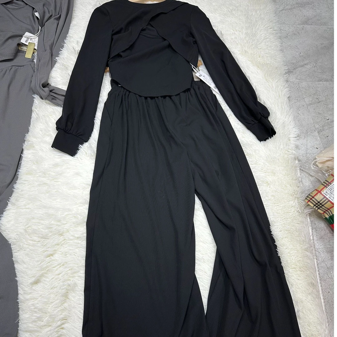 EGO-BEC001慵懒舒适套装披肩背心长裤三件套