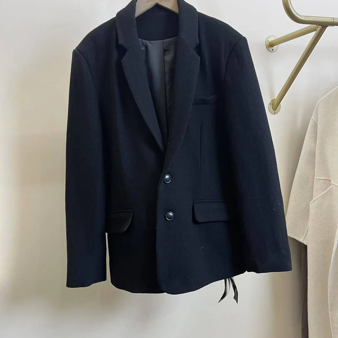 EGO-HBQ002翻领100羊毛休闲大衣百搭毛呢西服外套