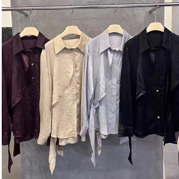 狄卡洛飘带设计感衬衣9100