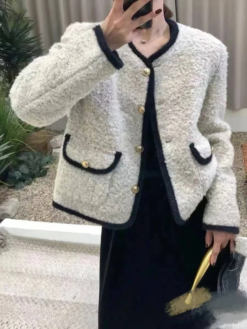 EGO-HBB066法式小香风外套女高级感小个子短款