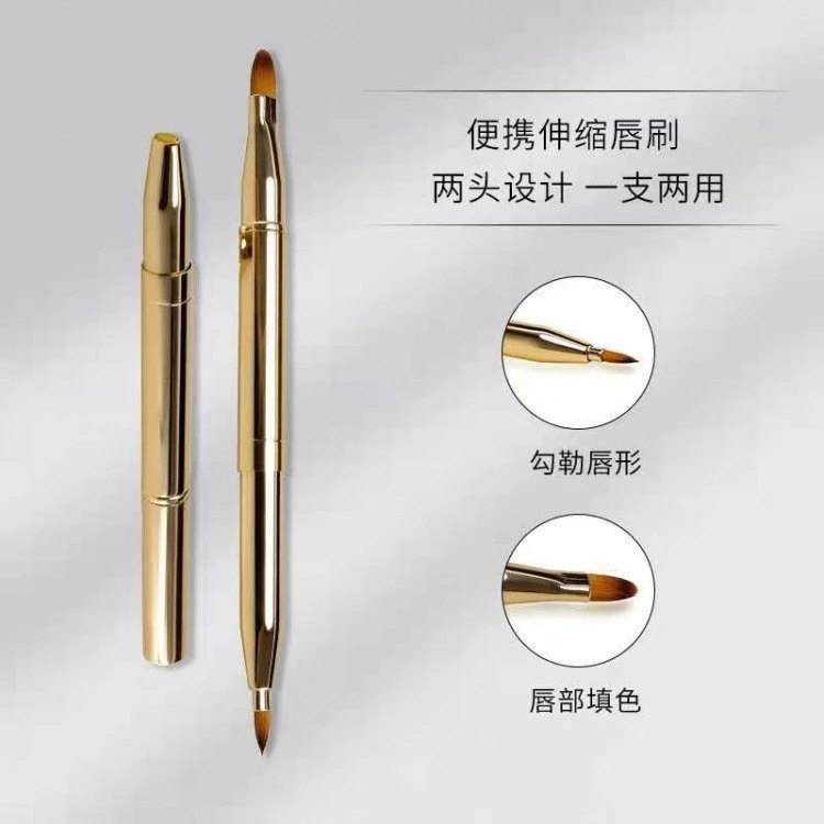 双头口红刷唇刷 便携伸缩刷 化妆刷遮瑕刷 唇线唇笔刷带盖 晕染刷