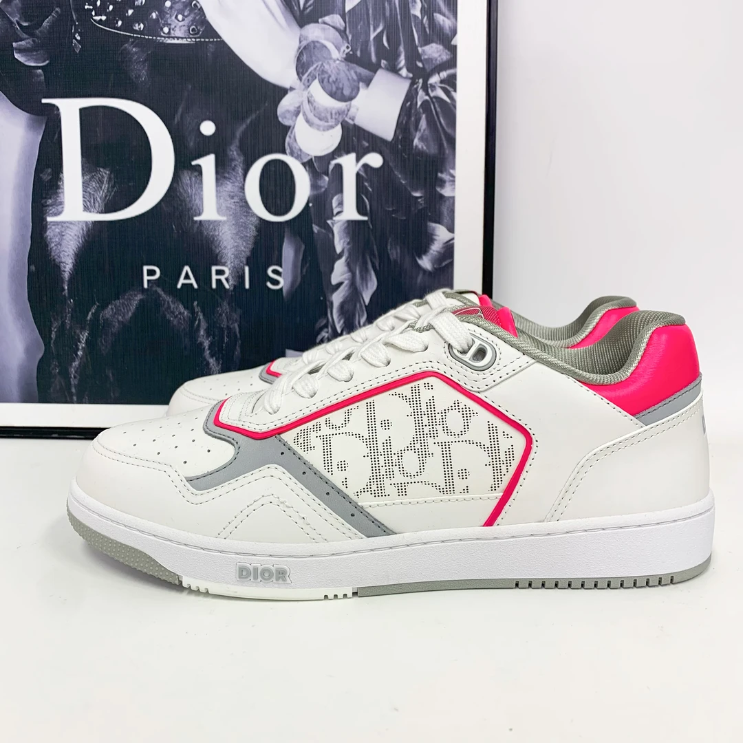 全新未使用 DIOR/迪奥 迪奥B27系列白色皮面粉尾板鞋潮流百搭时尚