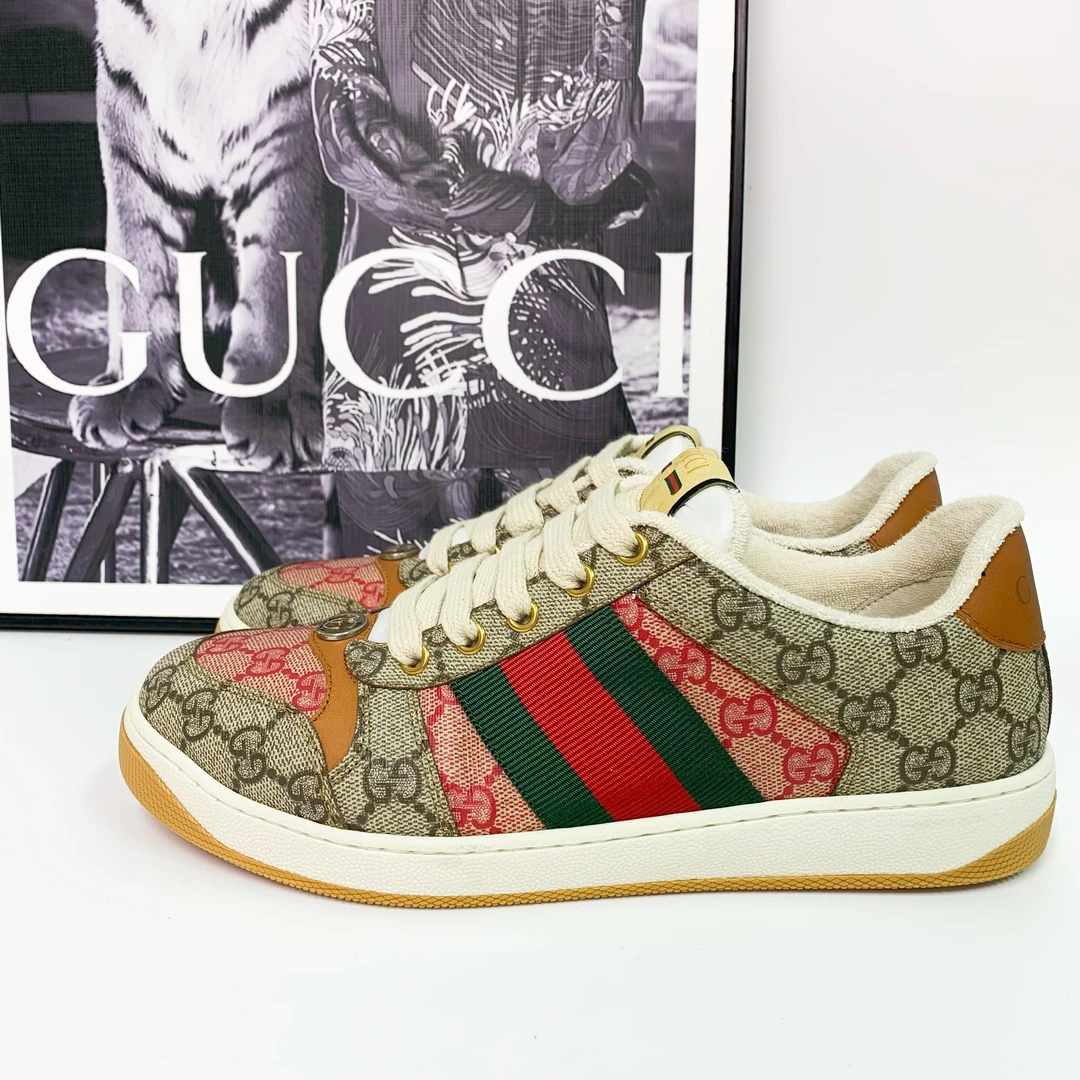 全新未使用 GUCCI/古驰 古驰兔年限定乌木色老花脏脏鞋经典低帮