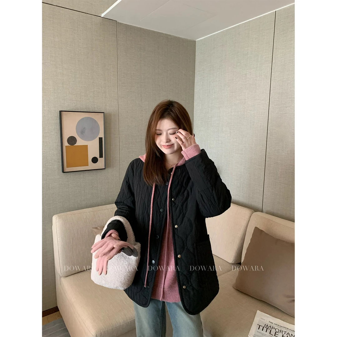 现货5730D大婉酱微胖定制2024冬季韩版高级肌理感保暖棉服外套