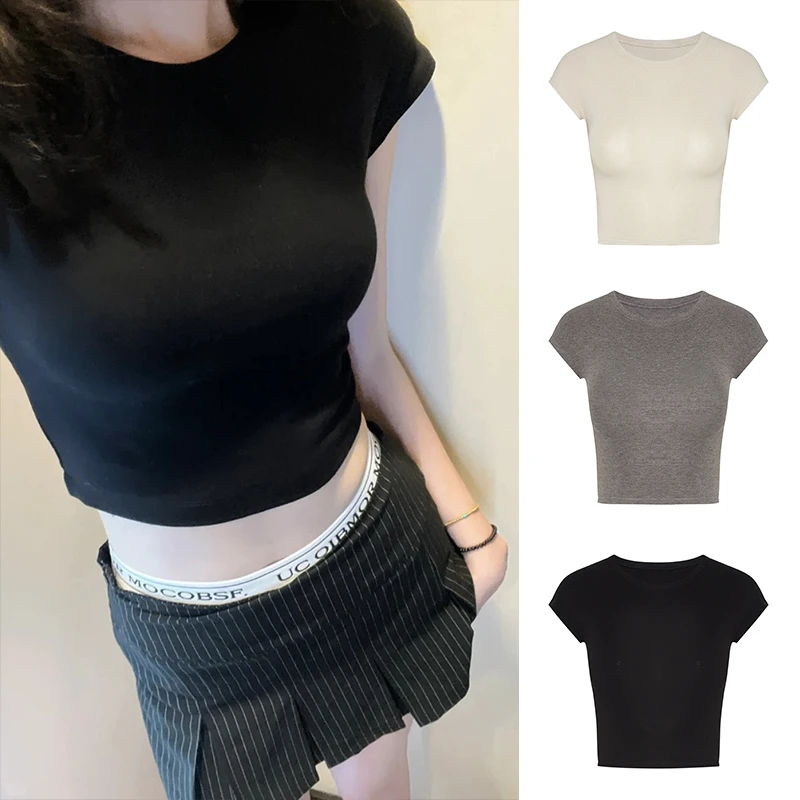 Moses Queen/魔西女王沙漏短袖 时髦凉感修身露脐短款t恤女上衣