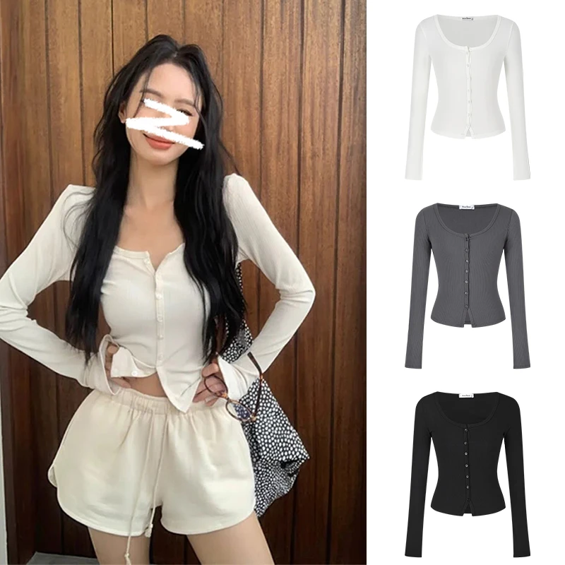 Moses Queen/魔西女王慵懒风休闲纯欲长袖上衣防晒衣休闲百搭T恤