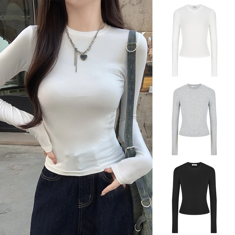 Moses Queen/魔西女王掐腰正肩显瘦t恤长袖女辣妹基础款打底衫