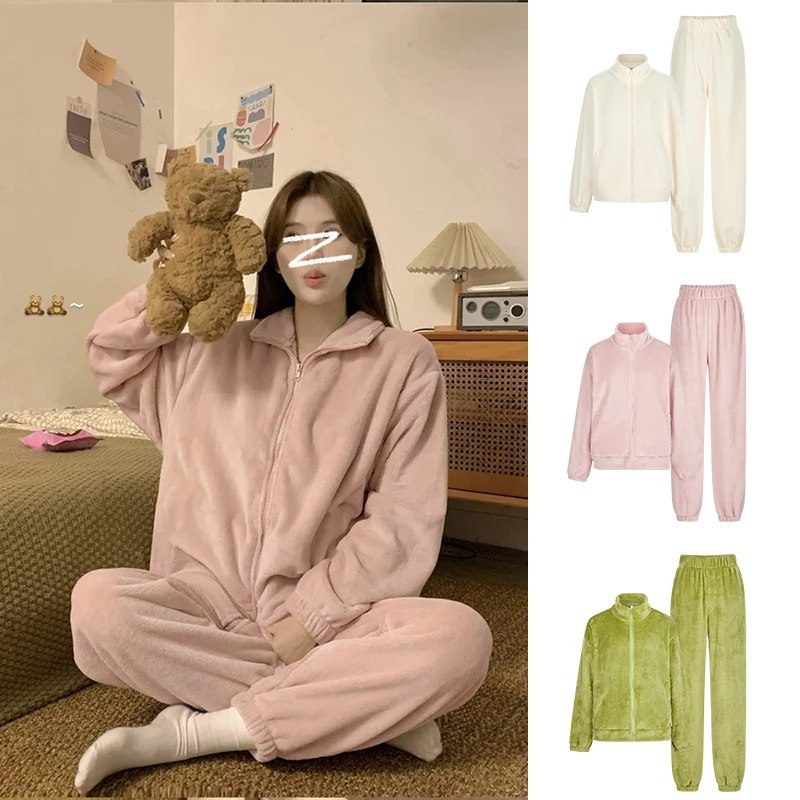 Moses Queen/魔西女王情侣珊瑚绒家居服套装秋冬加厚睡衣两件套