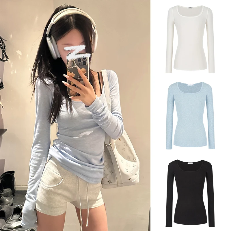 Moses Queen/魔西女王薄款U领长袖修身T恤夏季旅行防晒衣显瘦罩衫