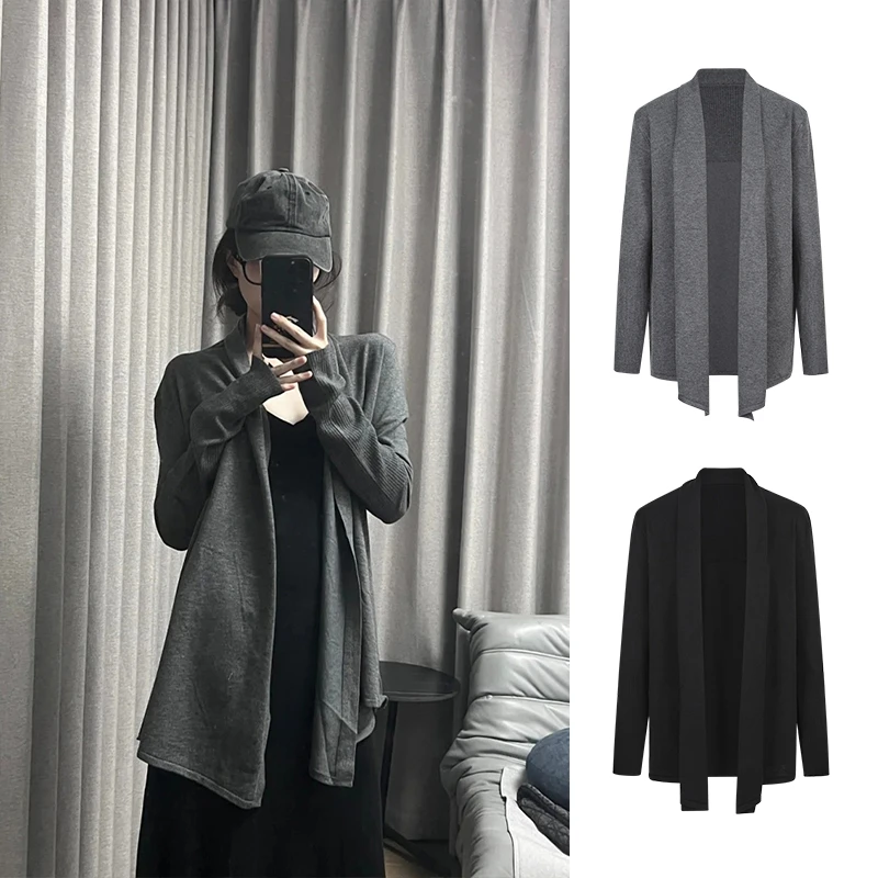 Moses Queen/魔西女王纸片人RO针织开衫加厚长款外套慵懒风毛衣女