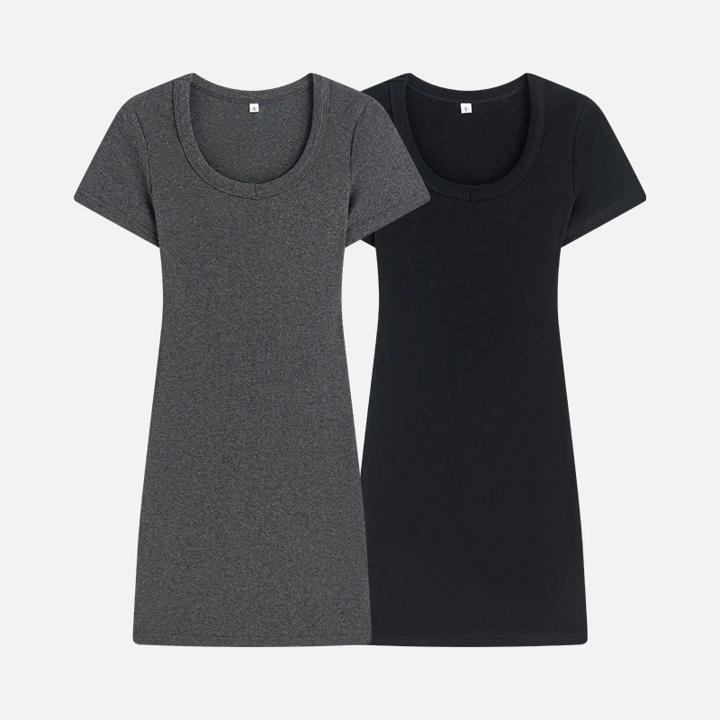 Moses Queen/魔西女王62125纯欲U领短裙辣妹连衣裙修身弹力包臀裙