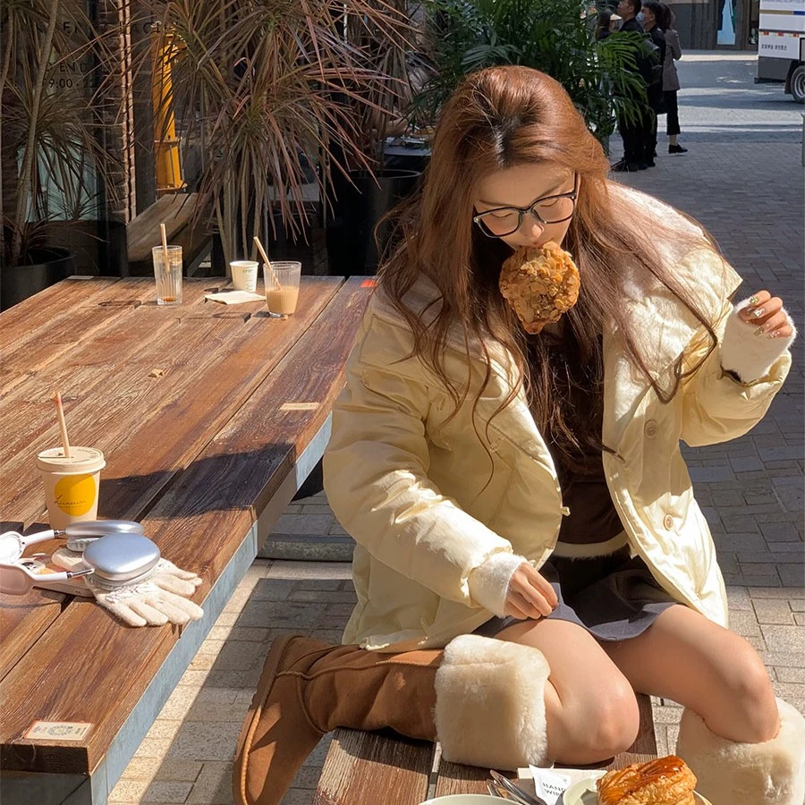 Itsokies云朵泡芙冬季90白鸭绒学生面包服短款羽绒服