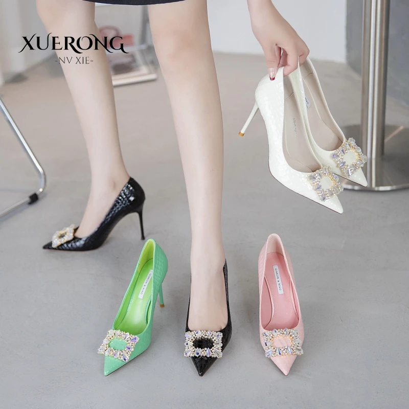 【雪荣女鞋】8-9厘米 大颗粒捷克钻宴会高跟鞋 标准码RY756-55