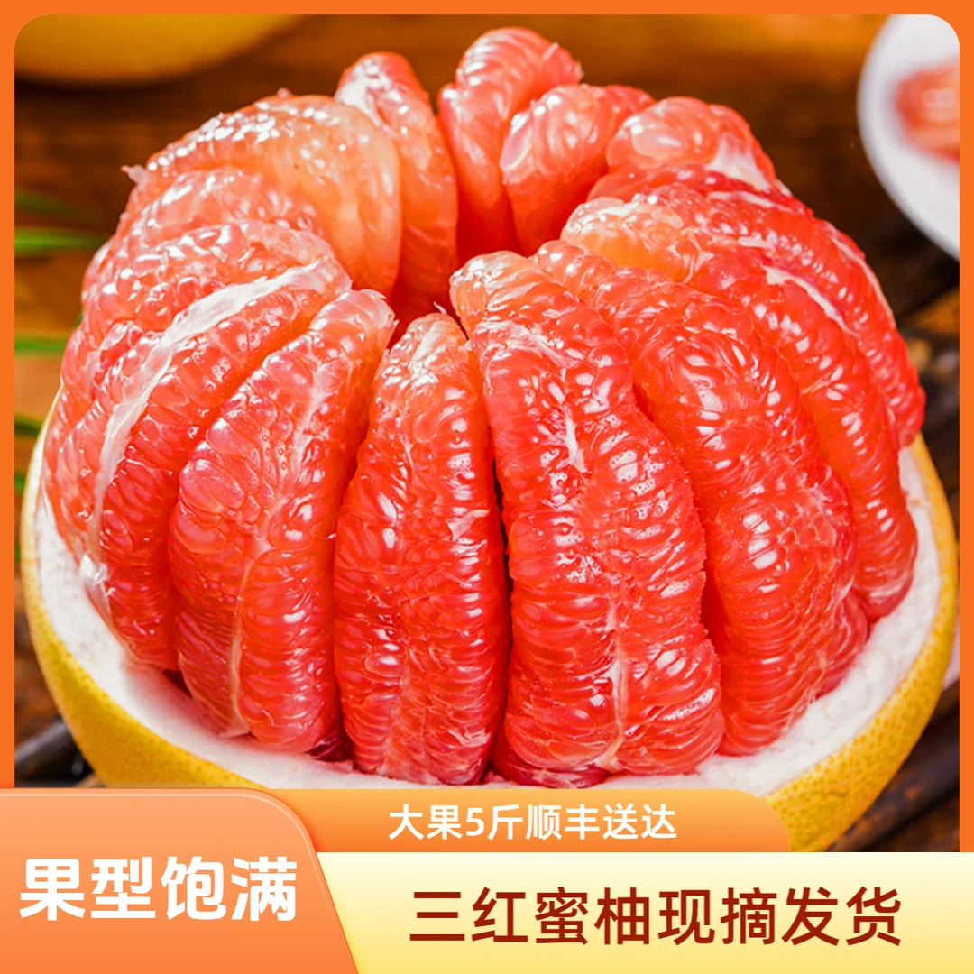 【精选2枚柚子5斤装顺丰送货上门】福建三红蜜柚5斤装新鲜现摘整箱发货 (售后先联系客服!)
