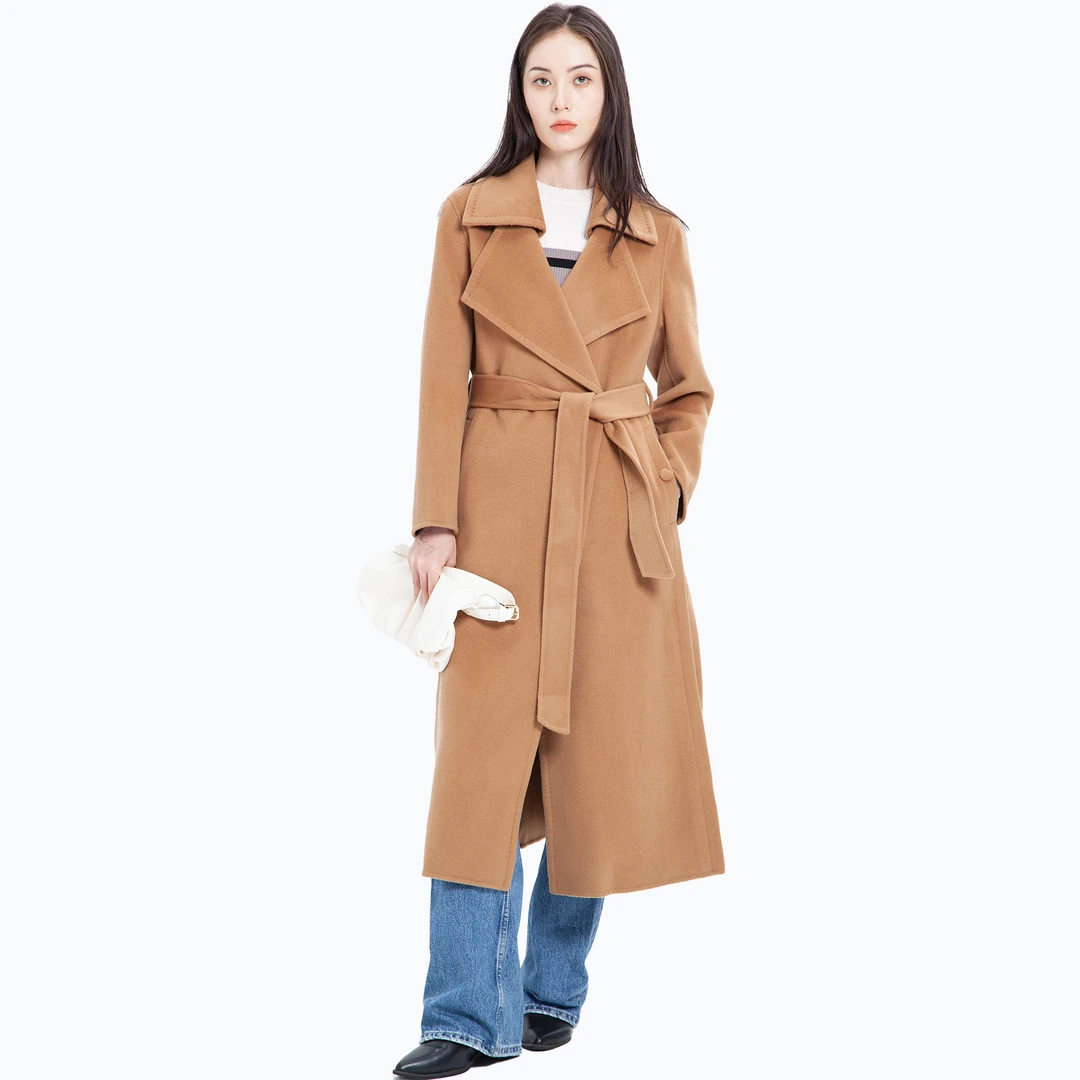 （双十一特惠）10山羊绒高端双面呢羊绒大衣女长款休闲韩版翻领外套