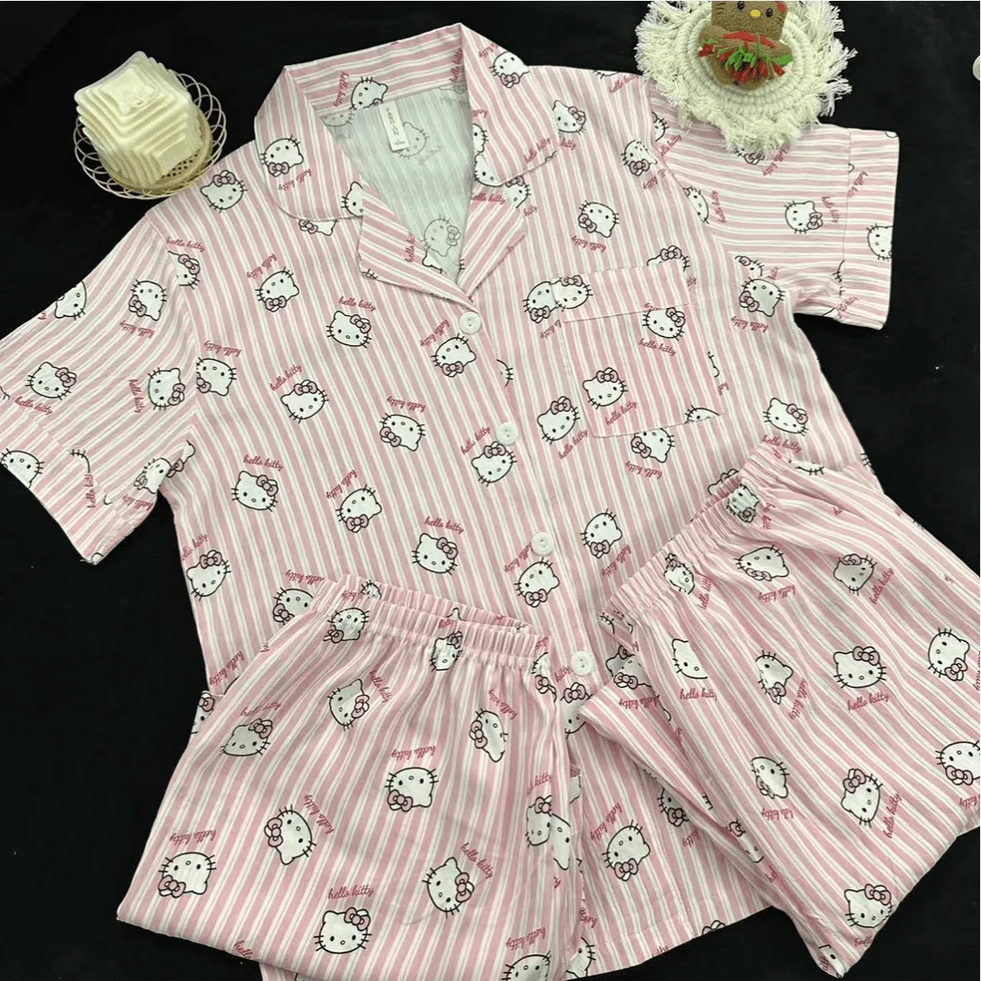 【粉色Kitty】凯蒂猫原创甜美韩系少女睡衣夏季薄款宽松舒适家居服