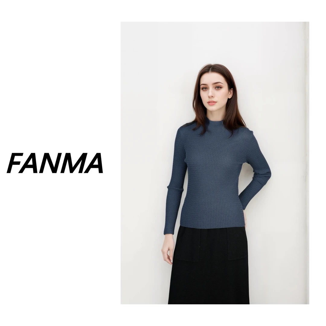 #精纺可机洗羊毛衫# 弹簧衣荔枝纹设计半高领羊毛衫 F200-TN5820