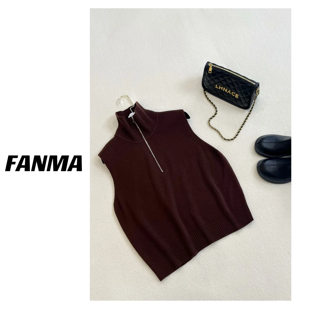 #纯羊毛衫# 高领拉链羊毛无袖针织衫 濮院羊毛衫 F200-BN936