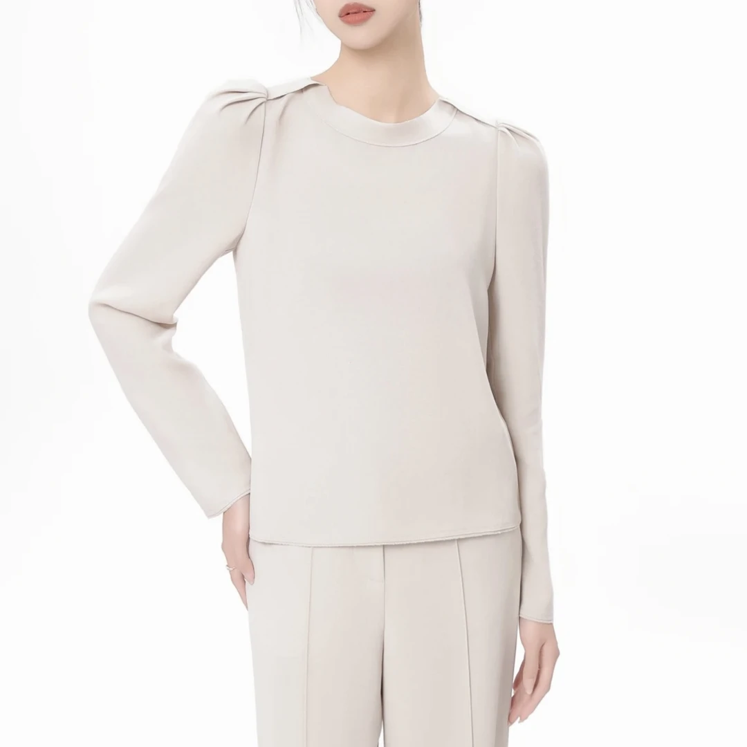 AMASS/阿玛施新款圆领简约百搭长袖时尚显瘦女士5300940气质秋季