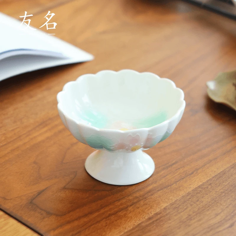 秋香茶具  粉彩高脚家用零食盘果盘茶点盘壶承-4115