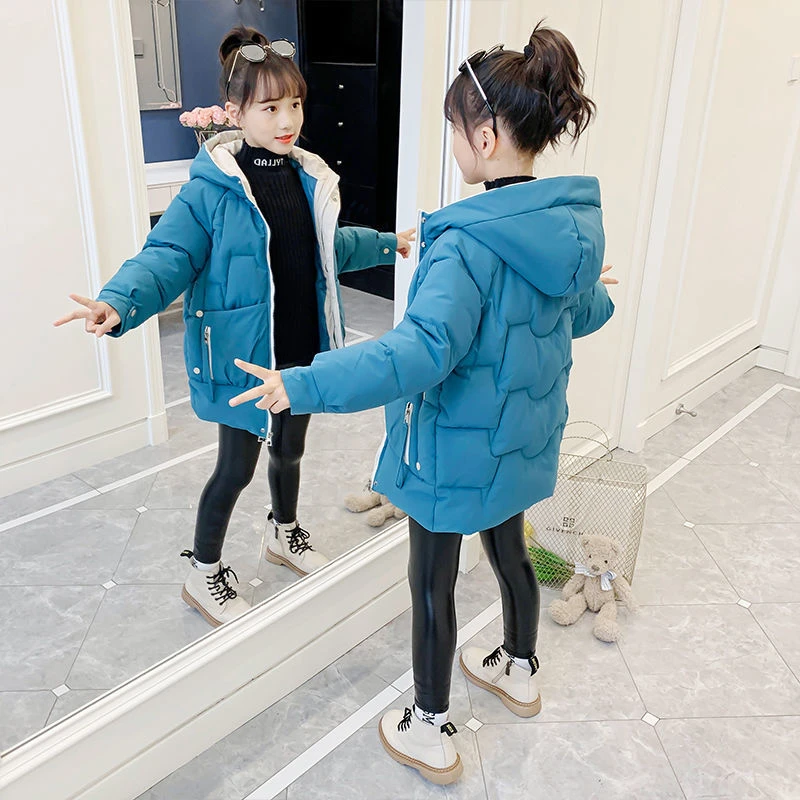 巴拉巴拉女童冬装2023年新款羽绒服中大童儿童加厚棉袄女孩纯色连